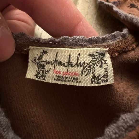 Free People Floral Ruched Cottagecore Brown Tank Top | Size Medium - Picture 5 of 8